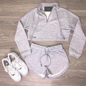 Heather Grey Short Set with Long Sleeve Jacket
